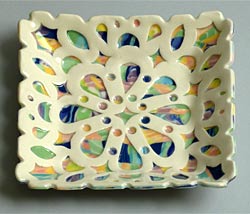 white rainbow square plates